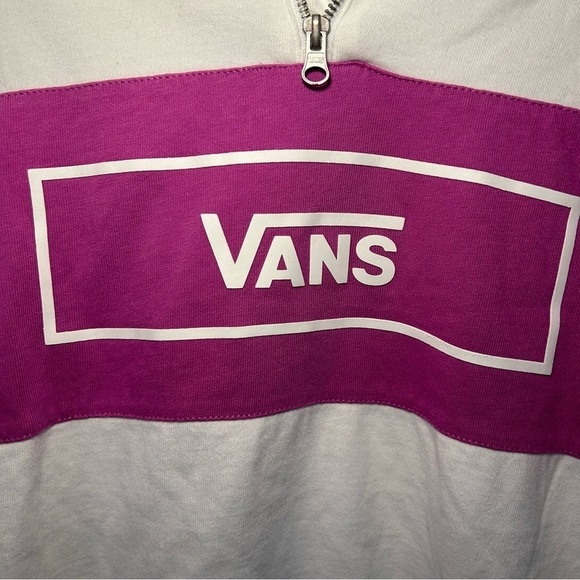 Vans White & Purple Quarter Zip Long-sleeve Pullover Size Medium - Picture 2 of 7
